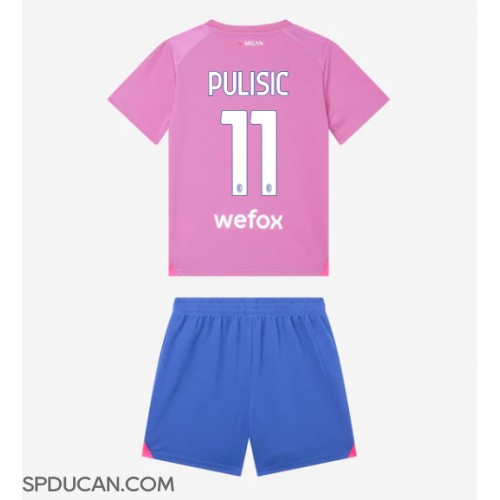 Dječji Nogometni Dres AC Milan Christian Pulisic #11 Rezervni 2023-24 Kratak Rukav (+ Kratke hlače)